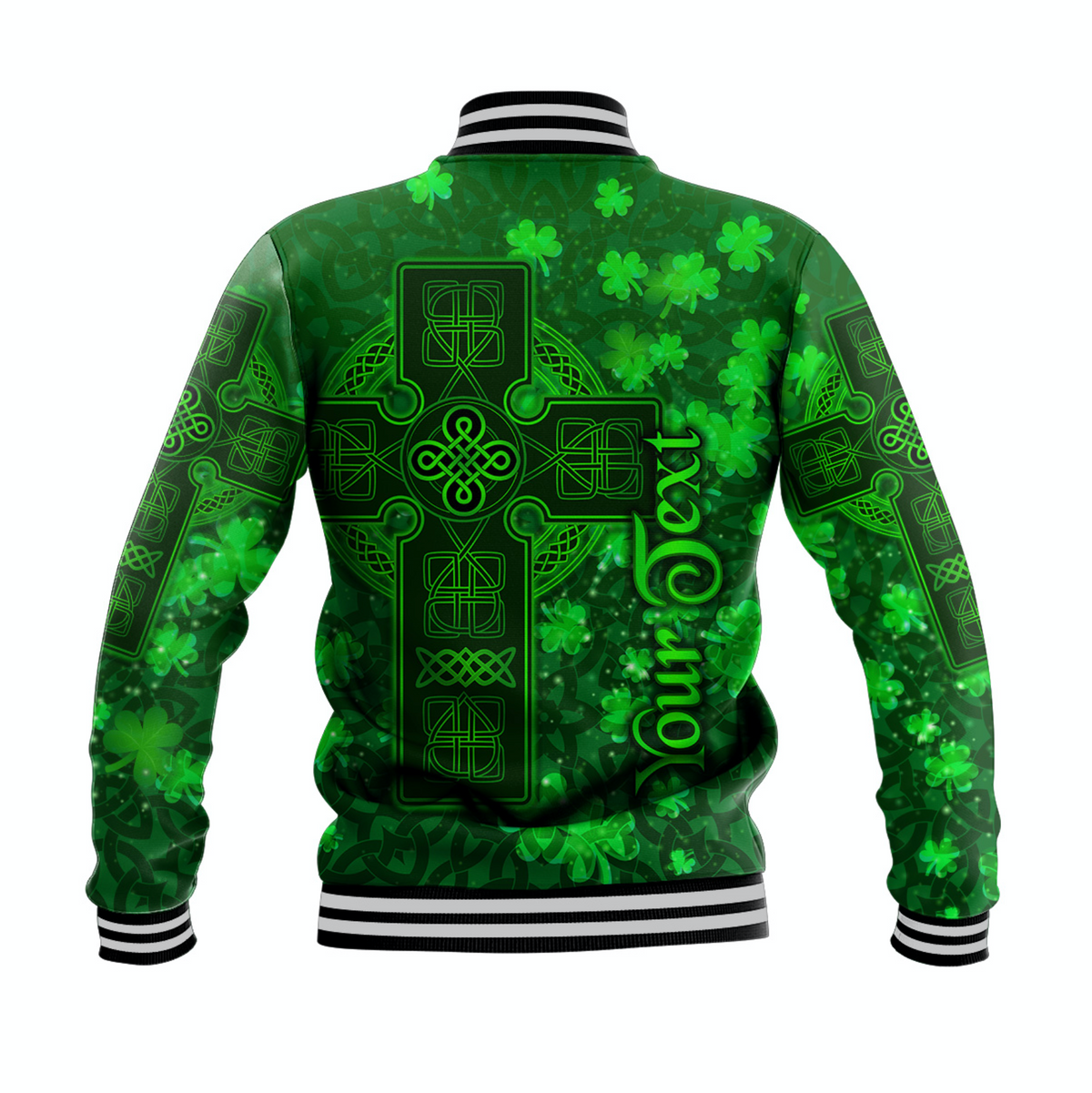 (Custom Personalised) Celtic Cross Baseball Jacket With Shamrock Simple Style LT8 - Wonder Print Shop