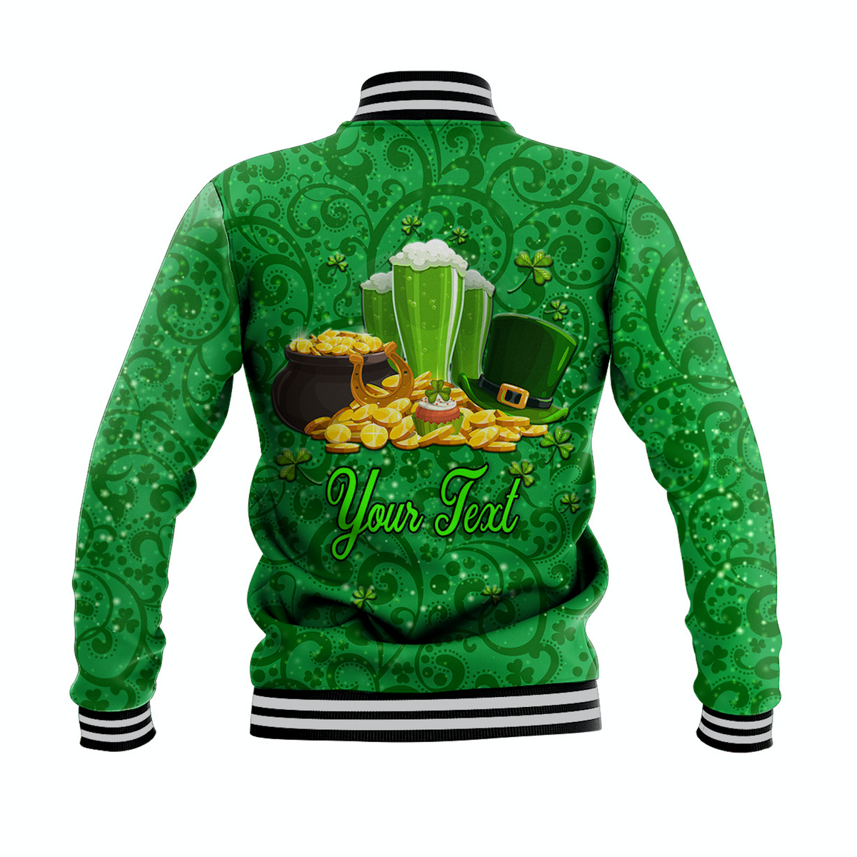(Custom Personalised) Ireland Happy Saint Patrick's Day Baseball Jacket With Shamrock LT8 - Wonder Print Shop