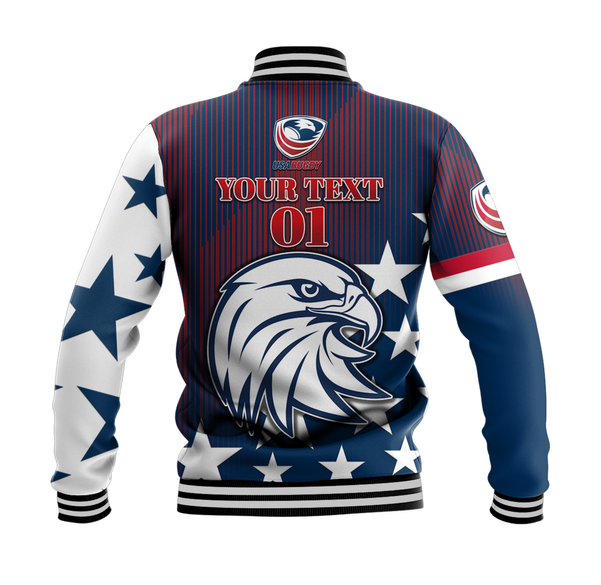 (Custom Personalised) USA Rugby Baseball Jacket Original Vibes - Blue LT8 - Wonder Print Shop