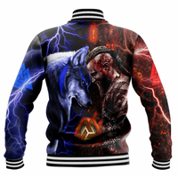Viking Clothing Ragnar and Wolf Baseball Jacket RLT12 - Wonder Print Shop