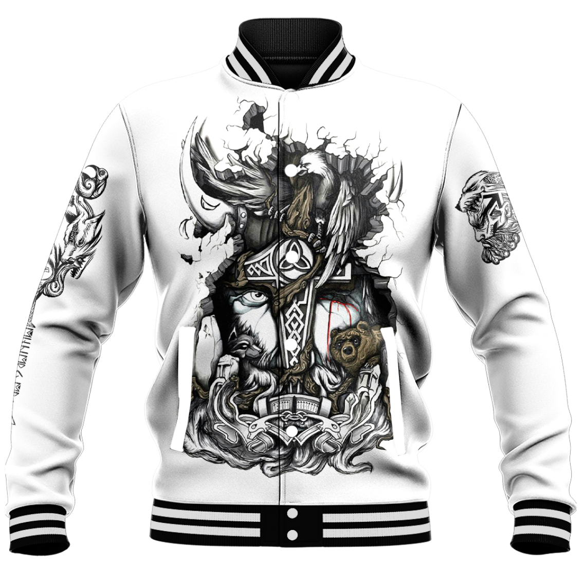 Viking Clothing Viking Odin and Axe Baseball Jacket RLT12 - Wonder Print Shop