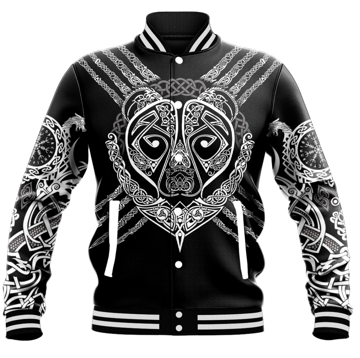 Viking Clothing Viking Norse Bear Baseball Jacket RLT12 - Wonder Print Shop