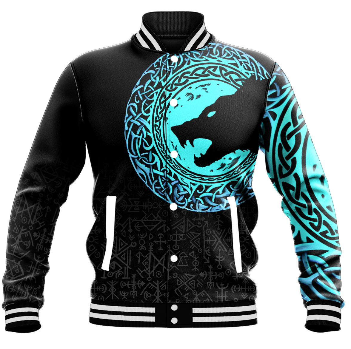 Viking Clothing Viking Dark Wolf Baseball Jacket RLT12 - Wonder Print Shop