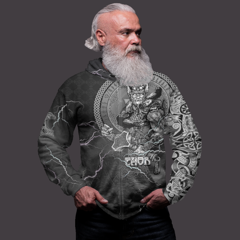 Viking Clothing Viking Thor and Jormungand Zip Hoodie RLT12 - Wonder Print Shop