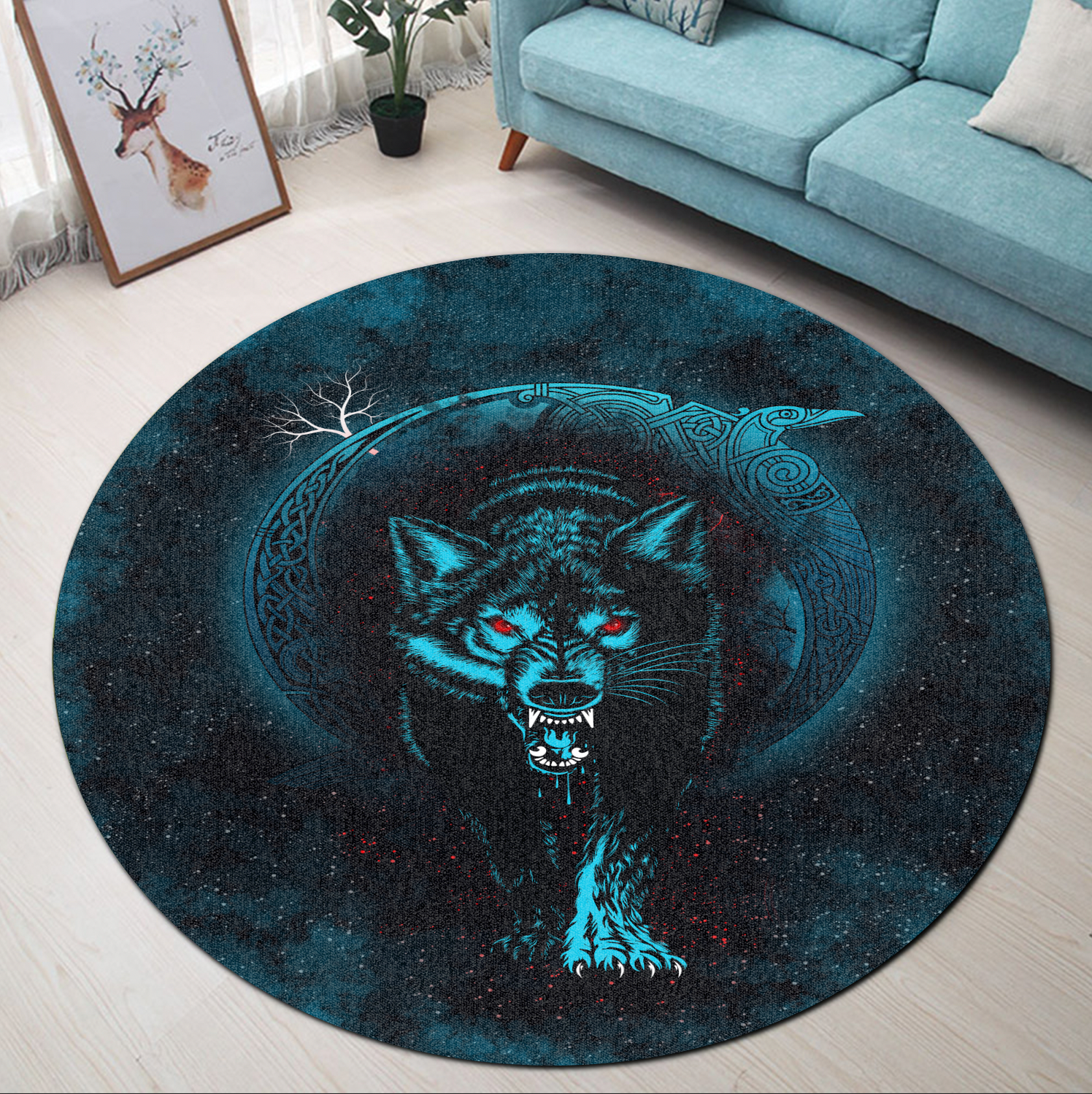 viking-carpet-moon-wolf-tattoo-round-carpet