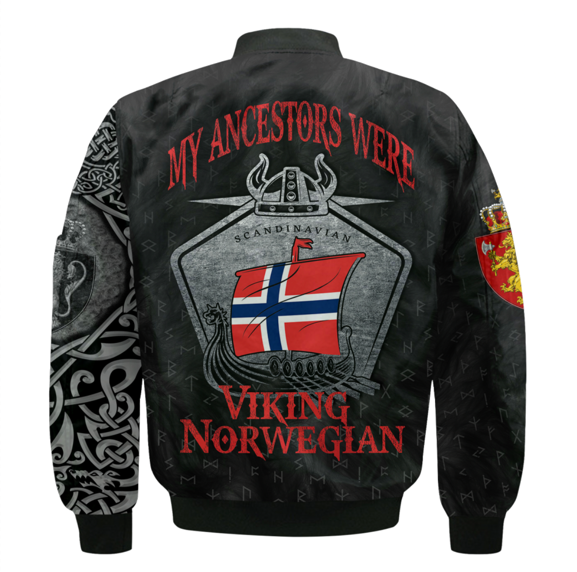 Viking Clothing Viking Norway Drakkar Sleeve Zip Bomber Jacket RLT12 - Wonder Print Shop