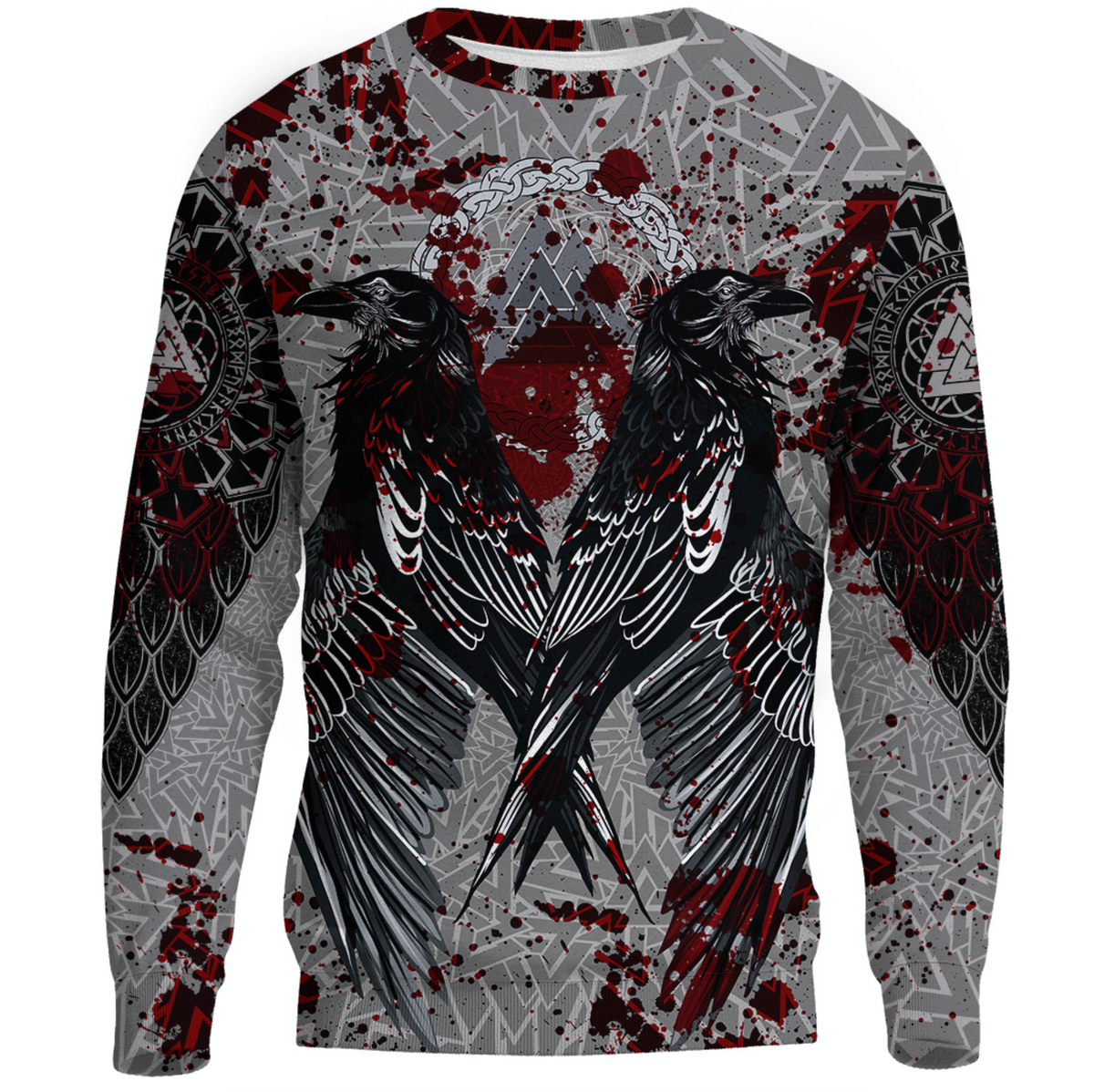 Viking Raven With Valknut Sweatshirts Style Blood RLT12 - Wonder Print Shop