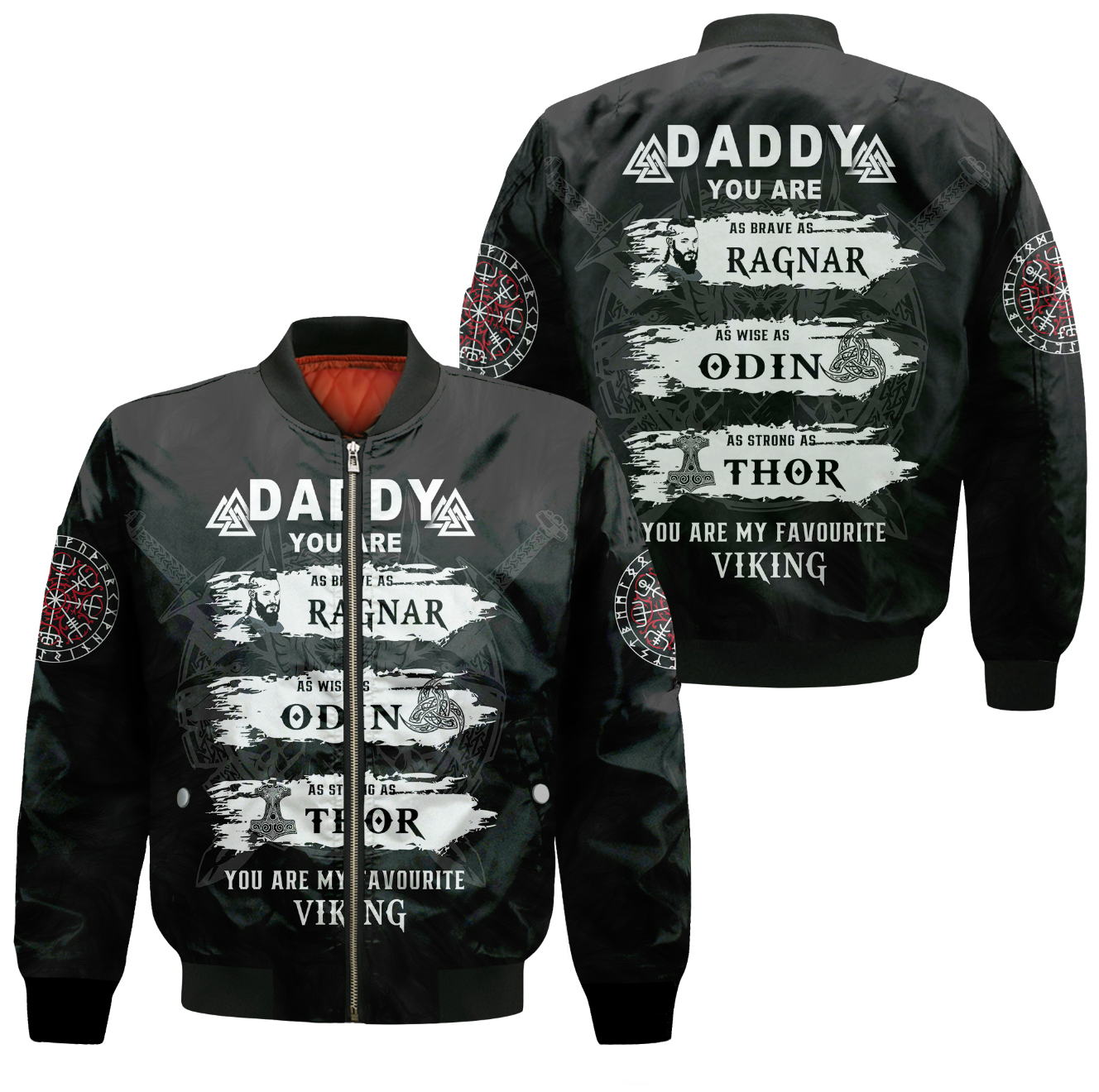 Viking Clothing Viking Daddy Sleeve Zip Bomber Jacket RLT12 - Wonder Print Shop