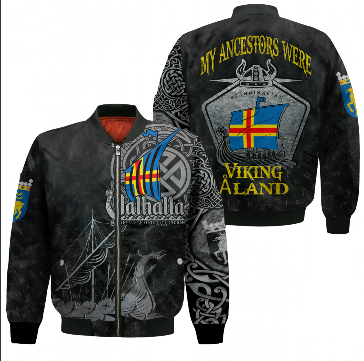 Viking Clothing Viking land Islands Drakkar Sleeve Zip Bomber Jacket RLT12 - Wonder Print Shop