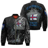 Viking Clothing Viking Faroe Islands Drakkar Sleeve Zip Bomber Jacket RLT12 - Wonder Print Shop