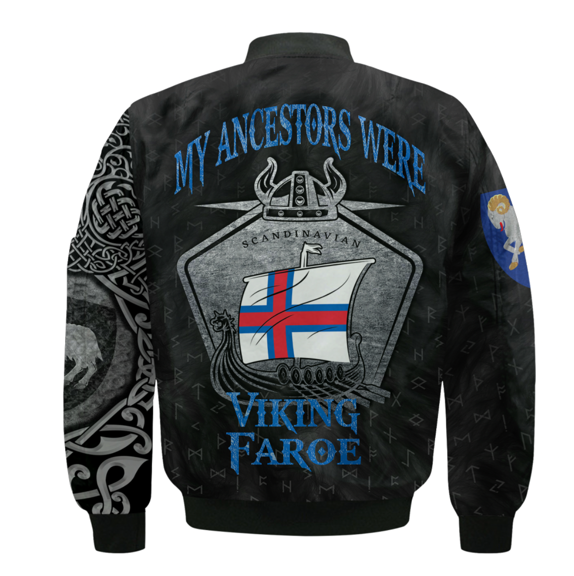 Viking Clothing Viking Faroe Islands Drakkar Sleeve Zip Bomber Jacket RLT12 - Wonder Print Shop