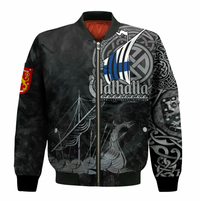 Viking Clothing Viking Finland Drakkar Sleeve Zip Bomber Jacket RLT12 - Wonder Print Shop