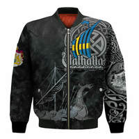 Viking Clothing Viking Iceland Sweden Sleeve Zip Bomber Jacket RLT12 - Wonder Print Shop