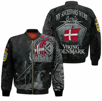 Viking Clothing Viking Denmark Drakkar Sleeve Zip Bomber Jacket RLT12 - Wonder Print Shop