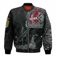 Viking Clothing Viking Denmark Drakkar Sleeve Zip Bomber Jacket RLT12 - Wonder Print Shop