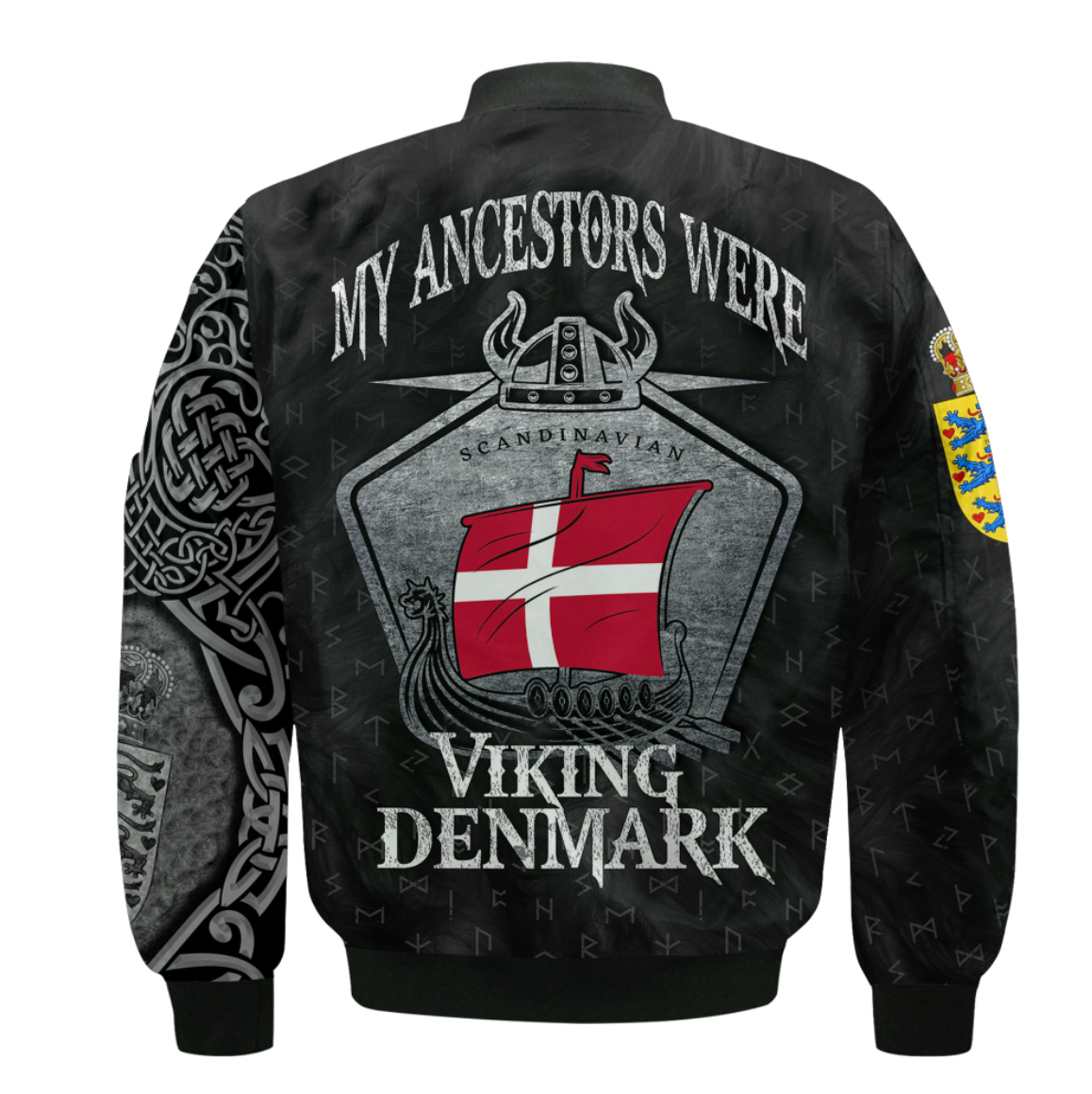 Viking Clothing Viking Denmark Drakkar Sleeve Zip Bomber Jacket RLT12 - Wonder Print Shop