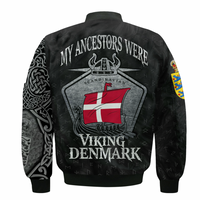 Viking Clothing Viking Denmark Drakkar Sleeve Zip Bomber Jacket RLT12 - Wonder Print Shop