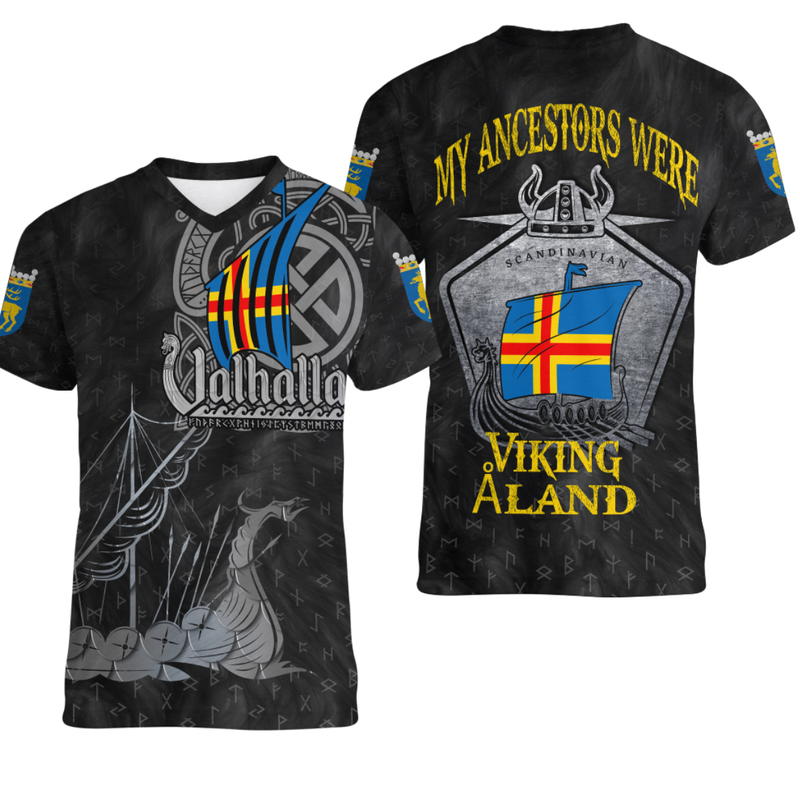 Viking land Islands Drakkar V neck T shirt RLT12 - Wonder Print Shop