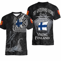 Viking Finland Islands Drakkar V neck T shirt RLT12 - Wonder Print Shop