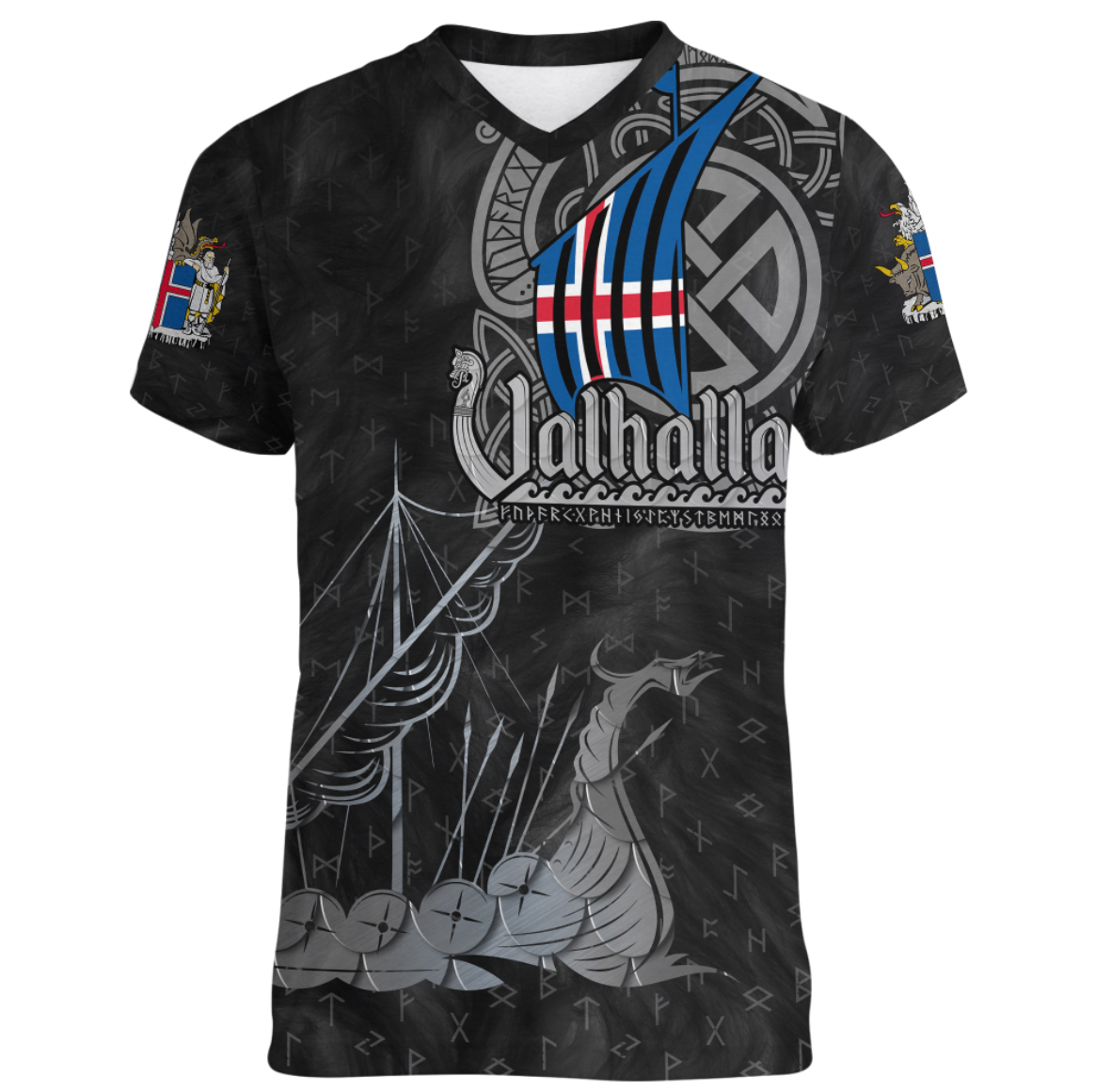 Viking Clothing Viking Iceland Drakkar V neck T shirt RLT12 - Wonder Print Shop