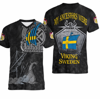 Viking Clothing Viking Sweden Drakkar V neck T shirt RLT12 - Wonder Print Shop