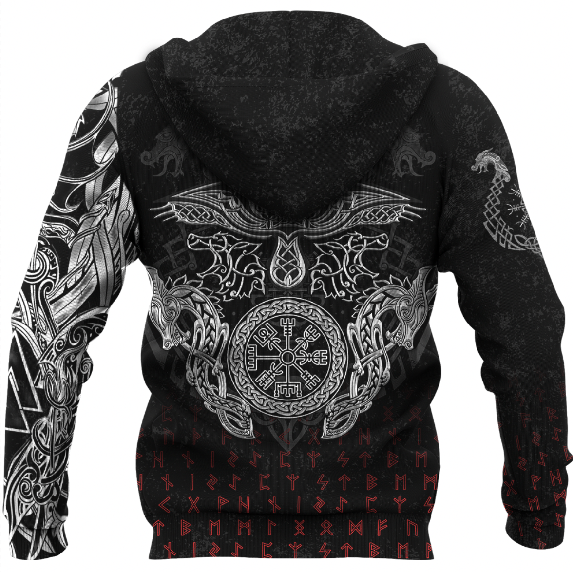 Viking Clothing Viking American Dragon Tattoo Valknut and Vegvisir Zip Hoodie RLT12 - Wonder Print Shop