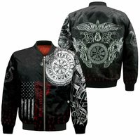 Viking Clothing Viking American Dragon Tattoo Valknut and Vegvisir Sleeve Zip Bomber Jacket RLT12 - Wonder Print Shop