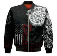 Viking Clothing Viking American Dragon Tattoo Valknut and Vegvisir Sleeve Zip Bomber Jacket RLT12 - Wonder Print Shop