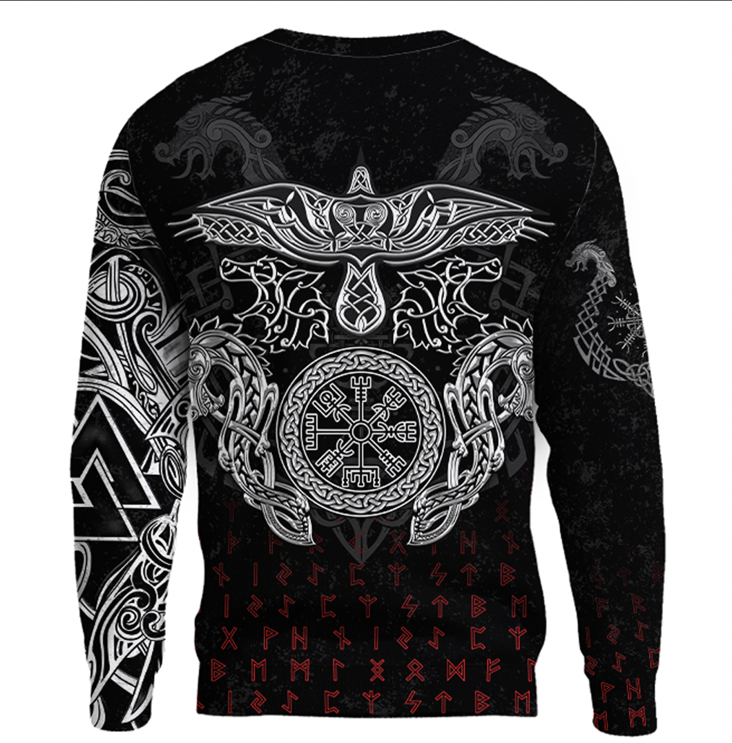 Viking Clothing Viking American Dragon Tattoo Valknut and Vegvisir Sweatshirts RLT12 - Wonder Print Shop