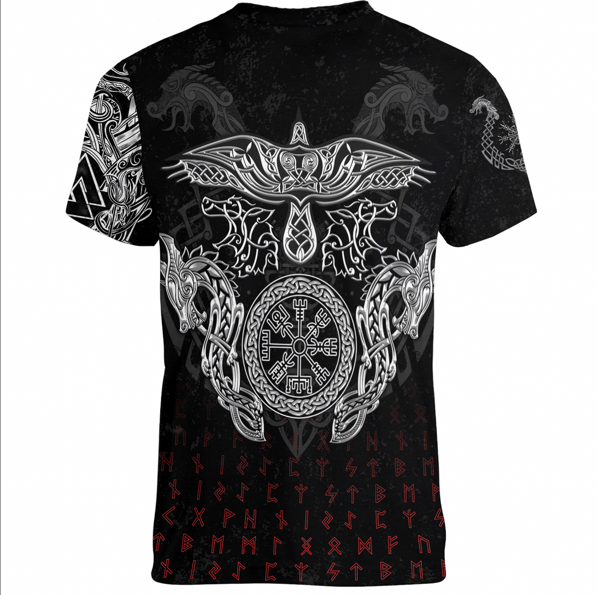Viking Clothing Viking American Dragon Tattoo Valknut and Vegvisir T shirt RLT12 - Wonder Print Shop