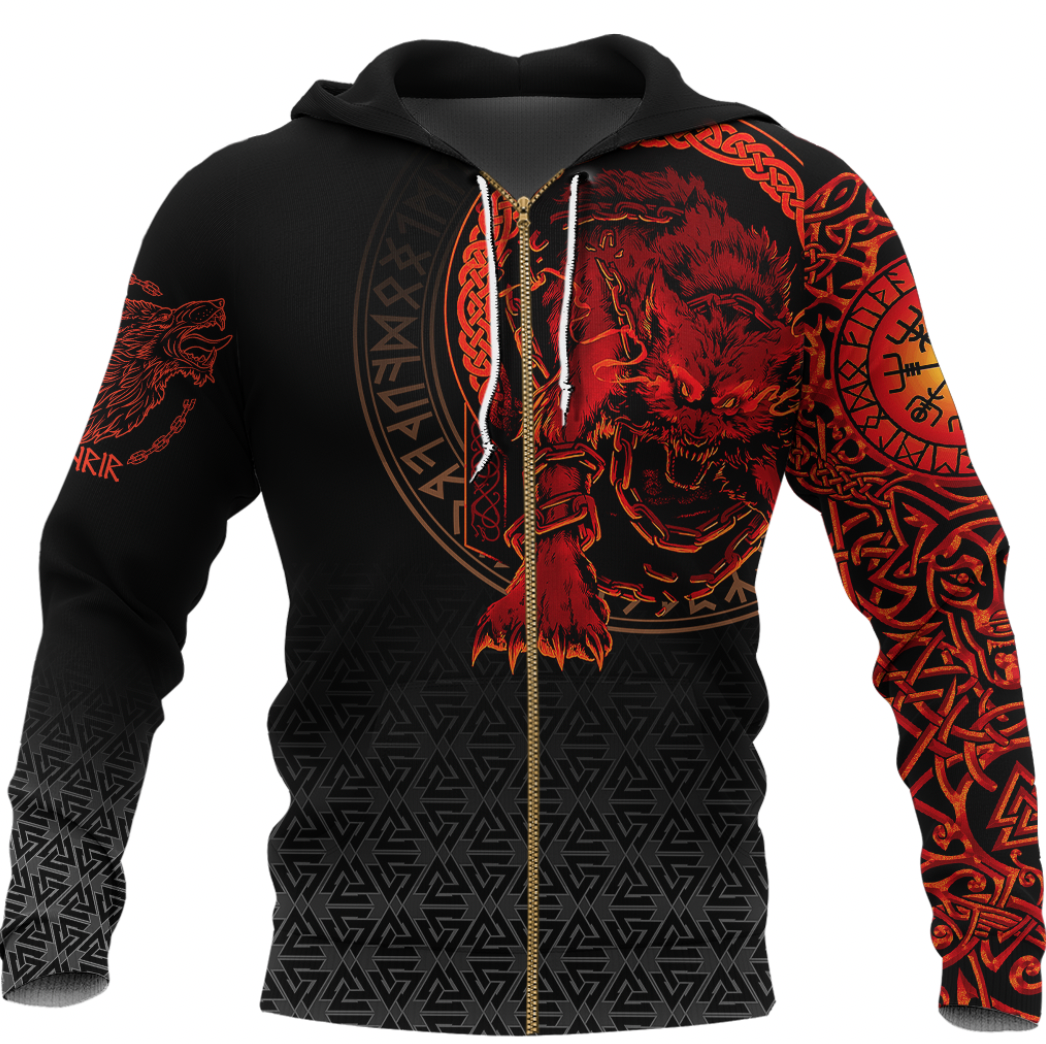 Viking Clothing Viking Fenrir Norse 3D Zip Hoodie RLT12 - Wonder Print Shop