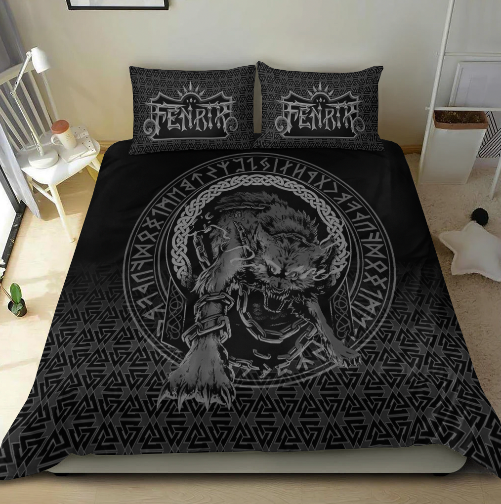 Viking Bedding Set Fenrir Norse 3D Tattoo RLT12 - Wonder Print Shop