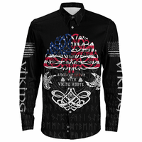 Viking Clothing Viking American By Blood Long Sleeve Button Shirt RLT12 - Wonder Print Shop