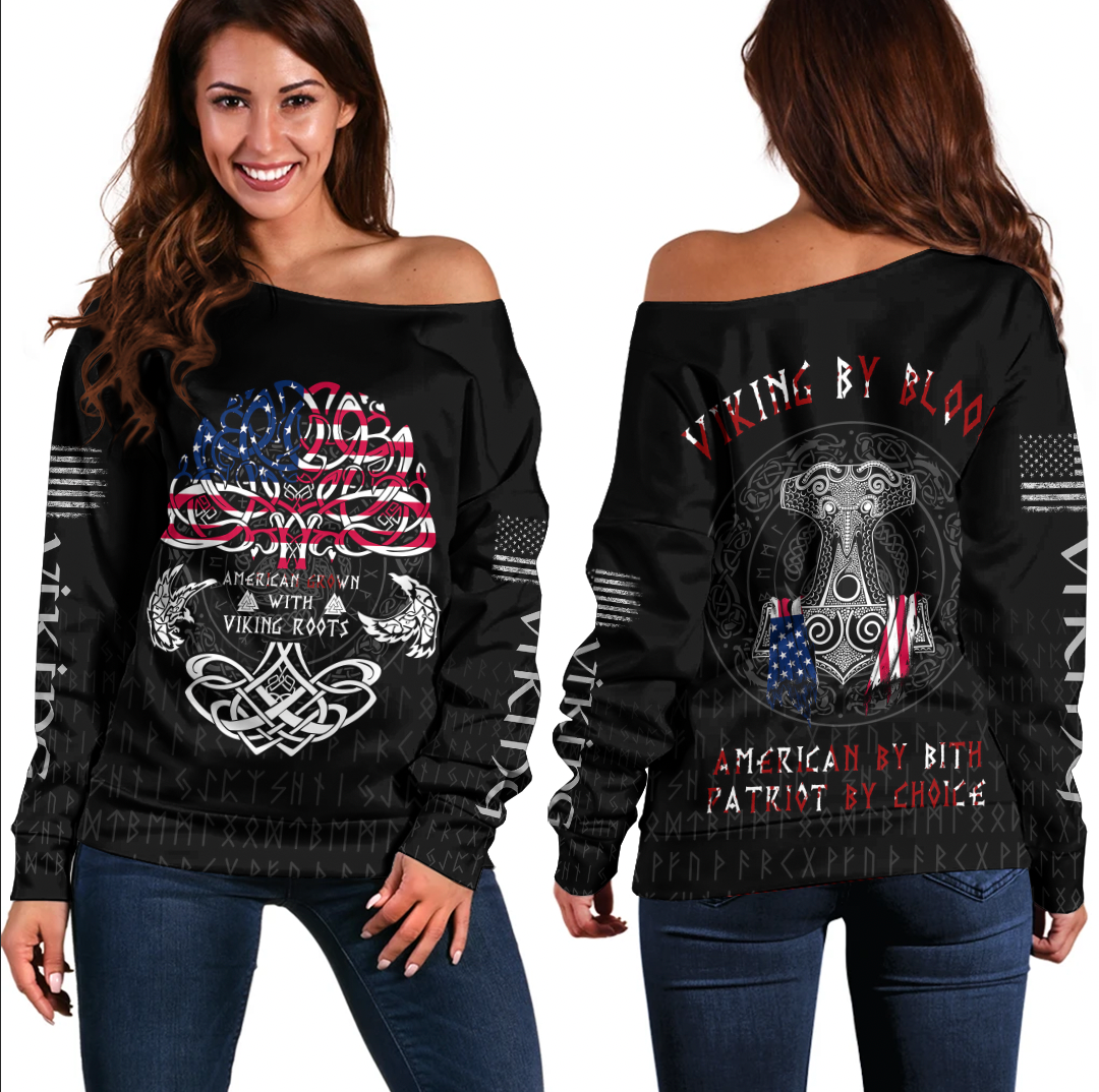 Viking Clothing Viking American By Blood Off Shoulder Sweater RLT12 - Wonder Print Shop