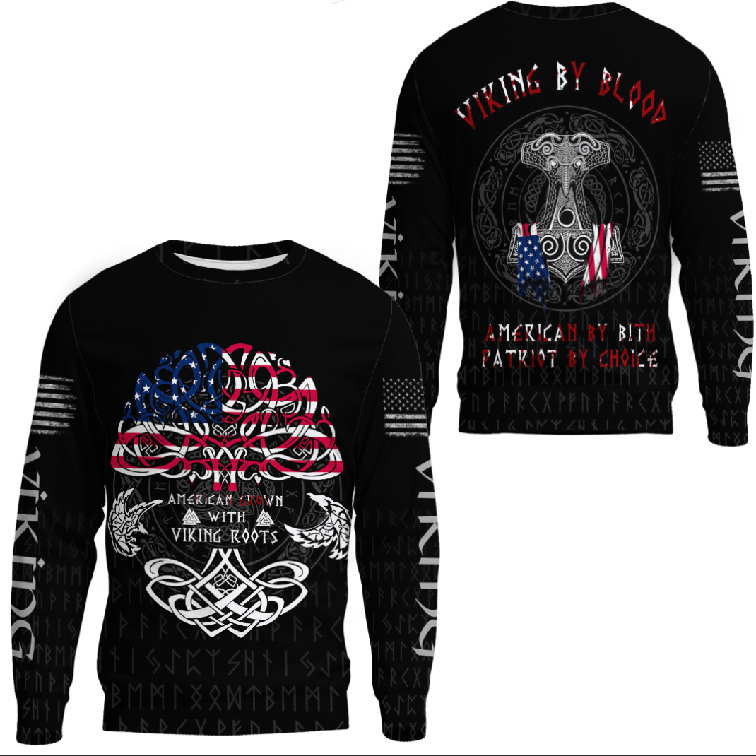 Viking Clothing Viking American By Blood Sweatshirts RLT12 - Wonder Print Shop