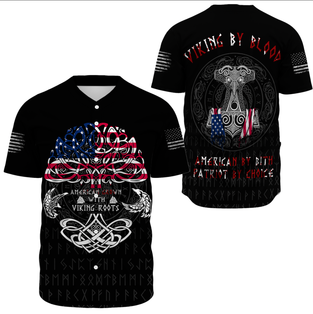 Viking Clothing Viking American By Blood Baseball Jersey RLT12 - Wonder Print Shop
