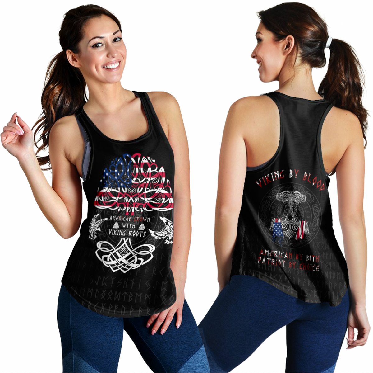 Viking Clothing Viking American By Blood Women's Racerback Tank RLT12 - Wonder Print Shop