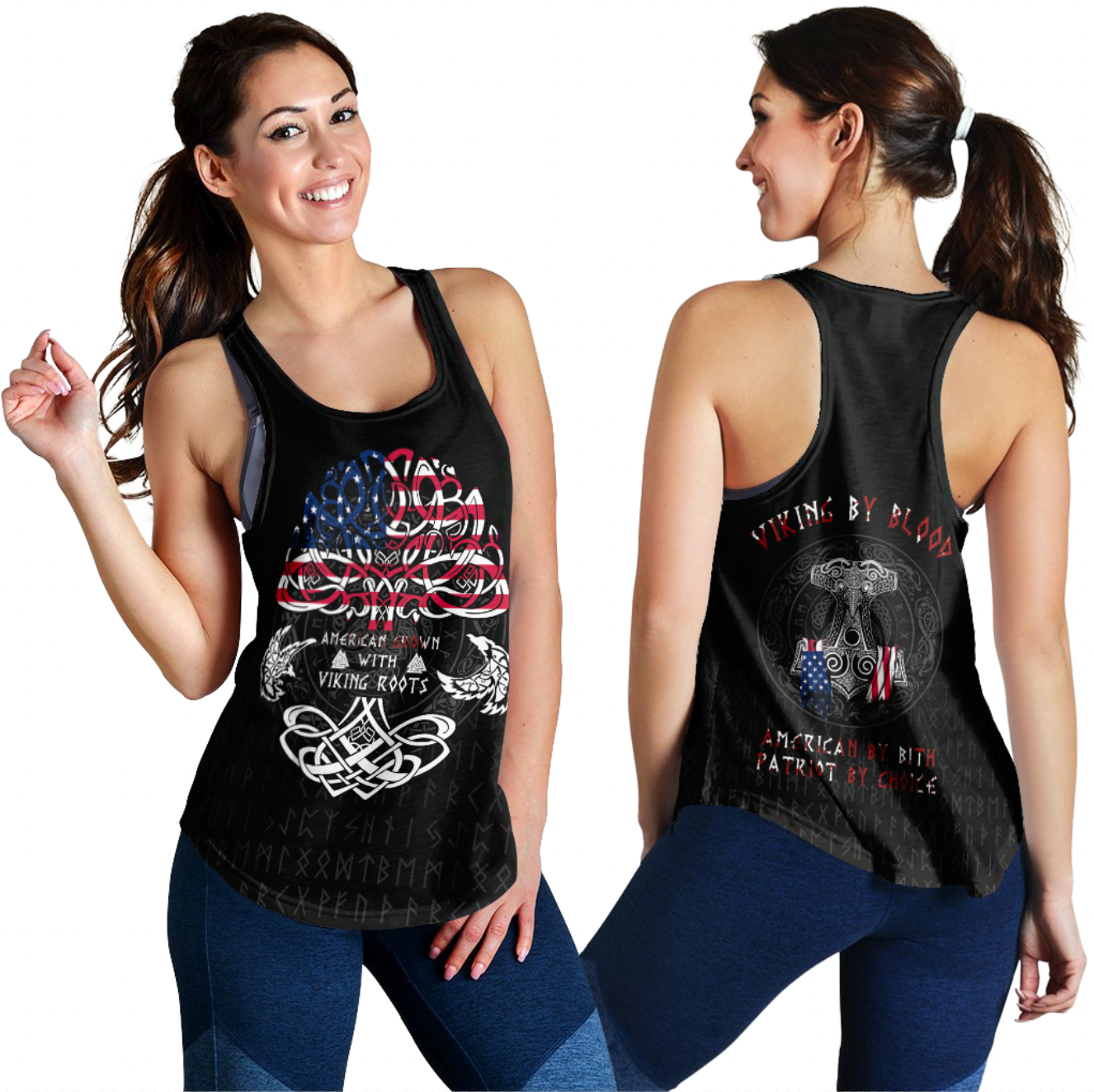 Viking Clothing Viking American By Blood Women's Racerback Tank RLT12 - Wonder Print Shop