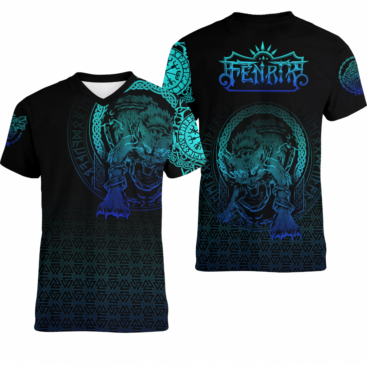 Viking Clothing Fenrir Norse 3D Special V neck T shirt RLT12 - Wonder Print Shop