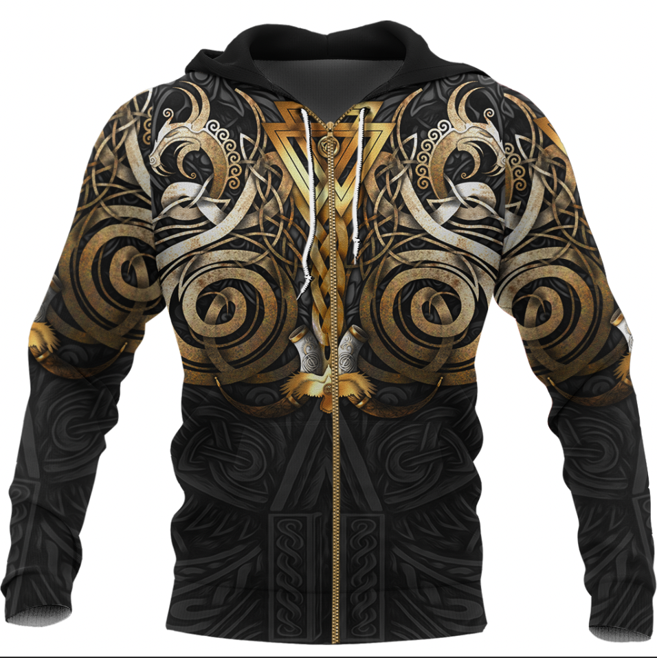 Viking Clothing Viking Valknut Odin Norse Mythology Zip Hoodie RLT12 - Wonder Print Shop