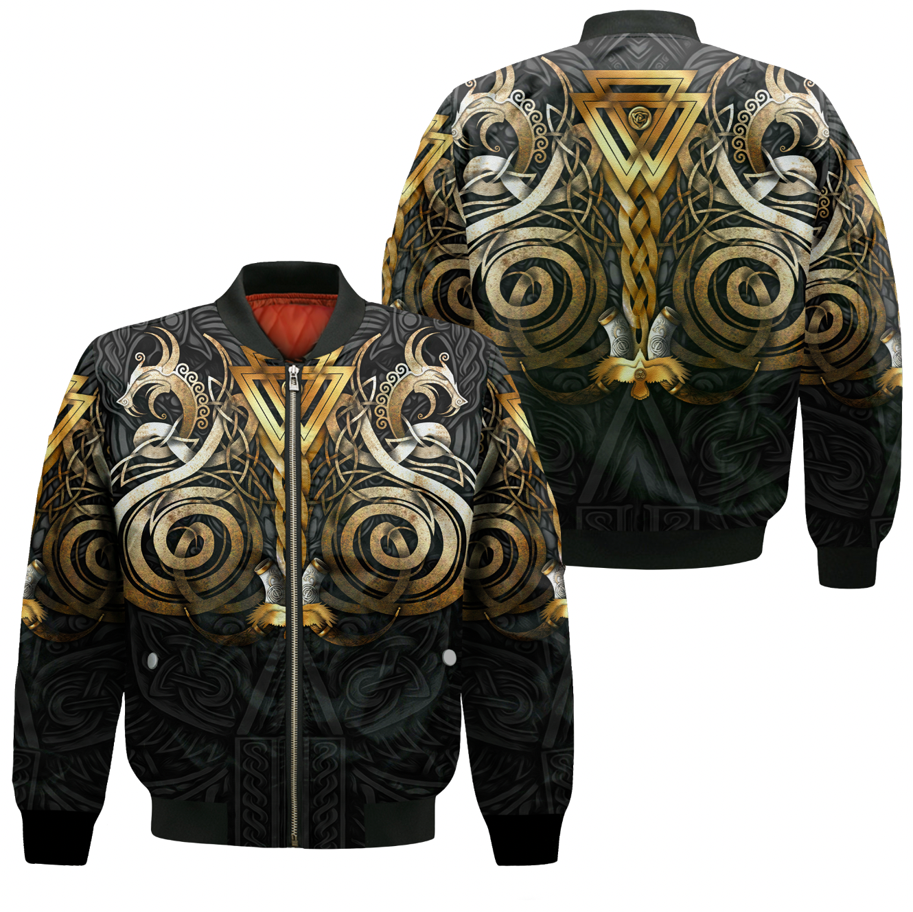 Viking Clothing Viking Valknut Odin Norse Mythology Sleeve Zip Bomber Jacket RLT12 - Wonder Print Shop