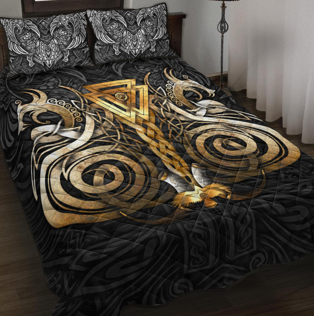 Viking Quilt Bed Set - Viking Valknut Odin Norse Mythology RLT12 - Wonder Print Shop