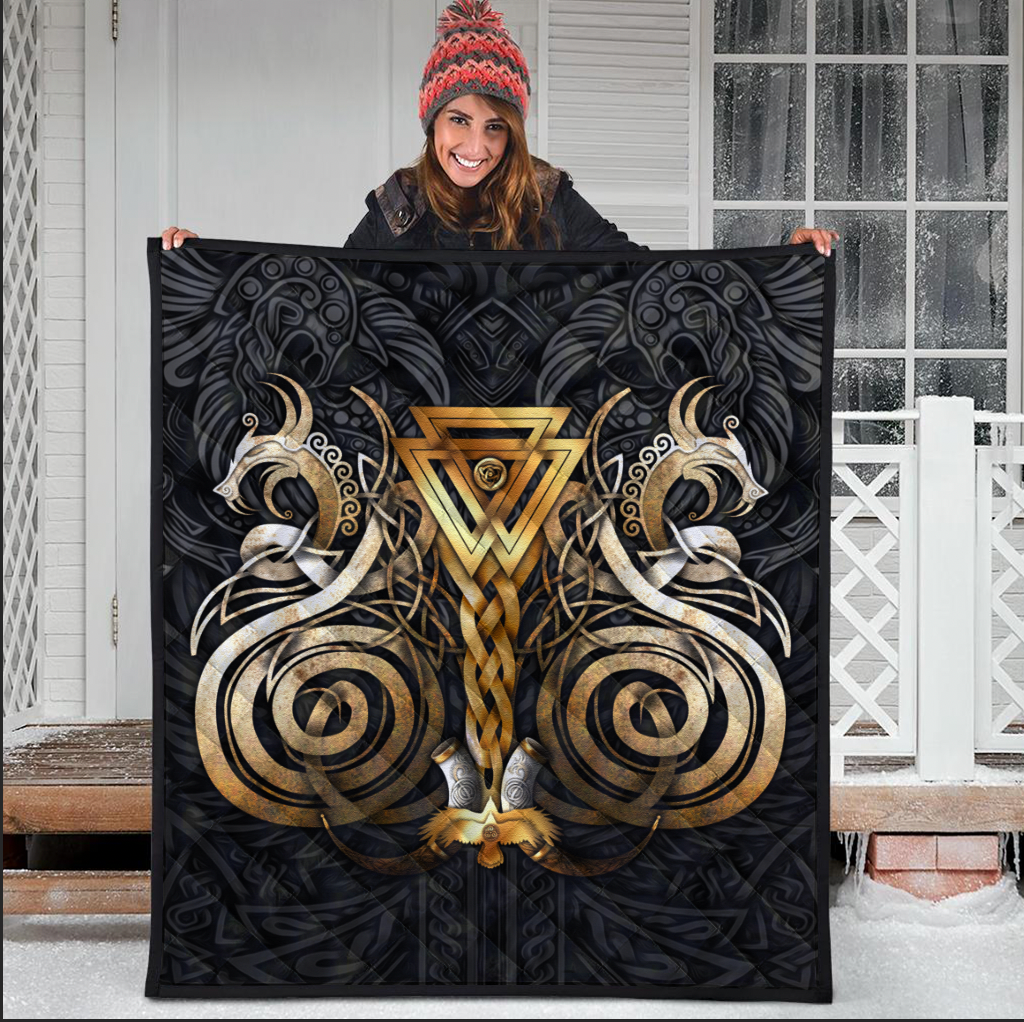 Viking Premium Quilt - Viking Valknut Odin Norse Mythology RLT12 - Wonder Print Shop