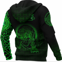 Viking Clothing Viking Fenrir Norse 3D Green Hoodie RLT12 - Wonder Print Shop
