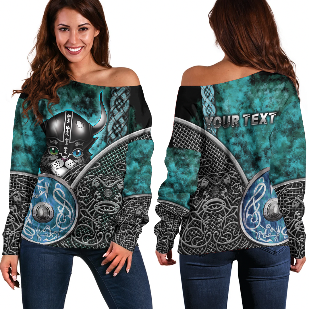 Viking Clothing Viking Cat 3D Off Shoulder Sweater RLT12 - Wonder Print Shop