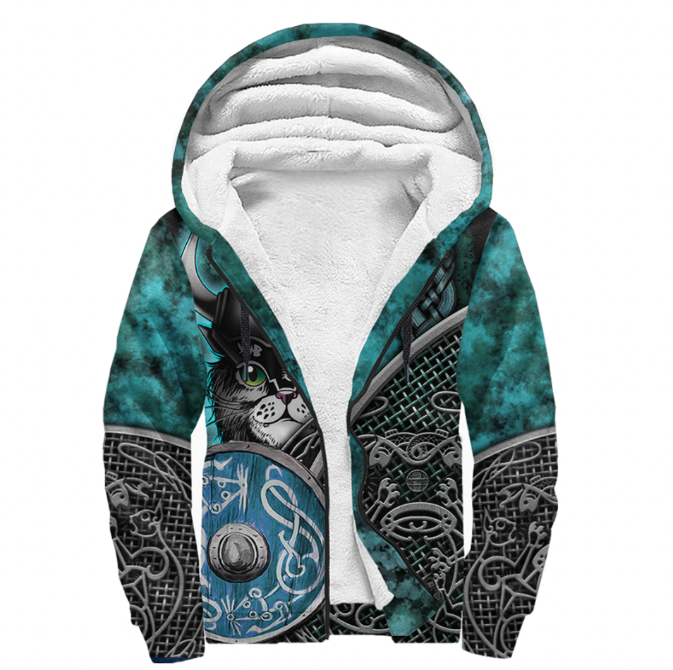 Viking Clothing Viking Cat 3D Sherpa Hoodie RLT12 - Wonder Print Shop