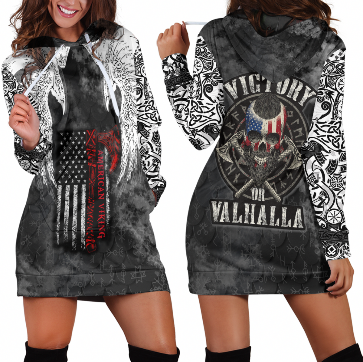 Viking Clothing Viking Mystical Raven American Hoodie Dress RLT12 - Wonder Print Shop