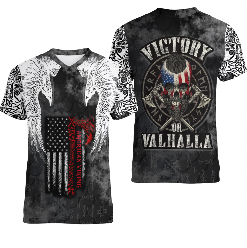 Viking Clothing Viking Mystical Raven American V neck T shirt RLT12 - Wonder Print Shop