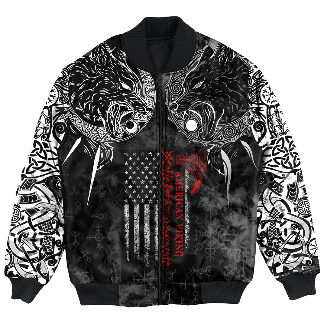 Viking Clothing Hati and Skoll Norse American Viking Bomber Jacket RLT12 - Wonder Print Shop