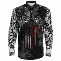 Viking Clothing Hati and Skoll Norse American Viking Long Sleeve Button Shirt RLT12 - Wonder Print Shop